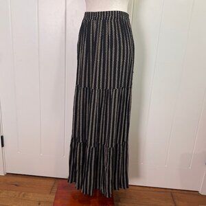 Black & White Striped Maxi Skirt Boho Festival Size L